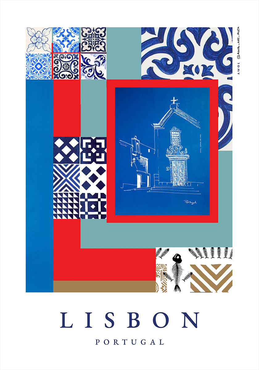 Plakát fasády v Lisabonu