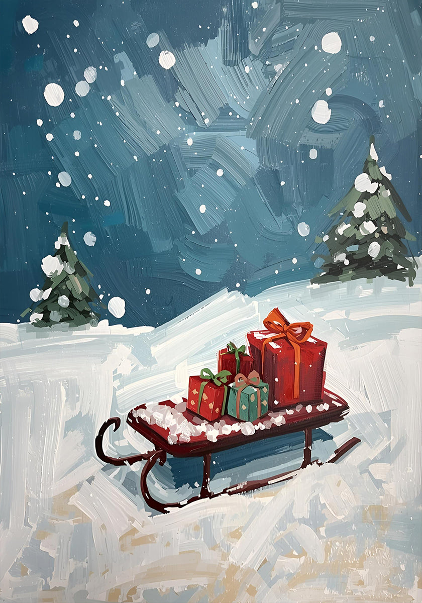Plakát Schlitten mit Geschenken