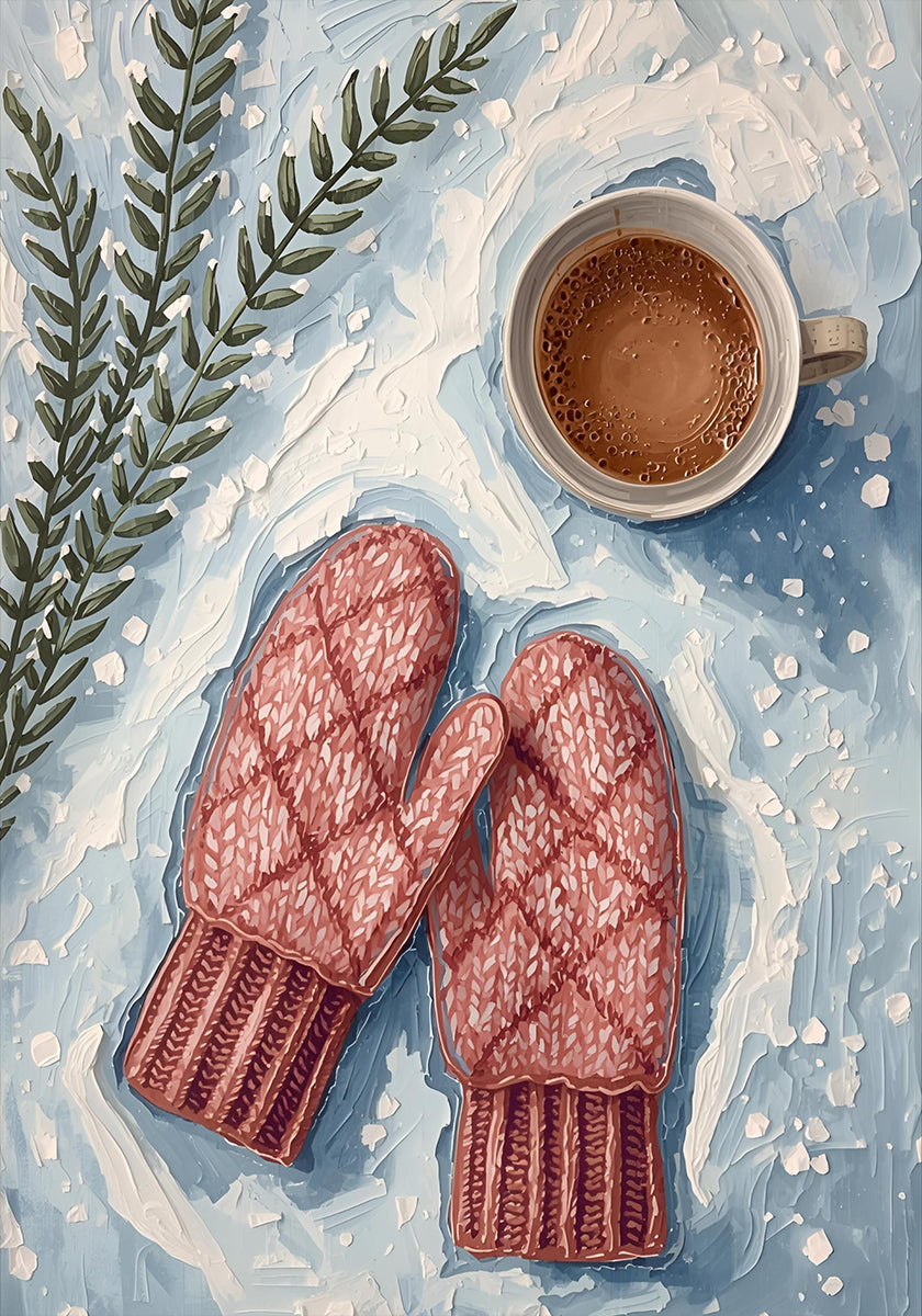 Plakát Handschuhe im Schnee mit Kakao
