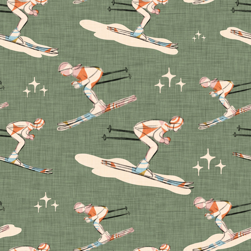 Zimní Sporty Retro Vintage Ski Blue.png Plakát