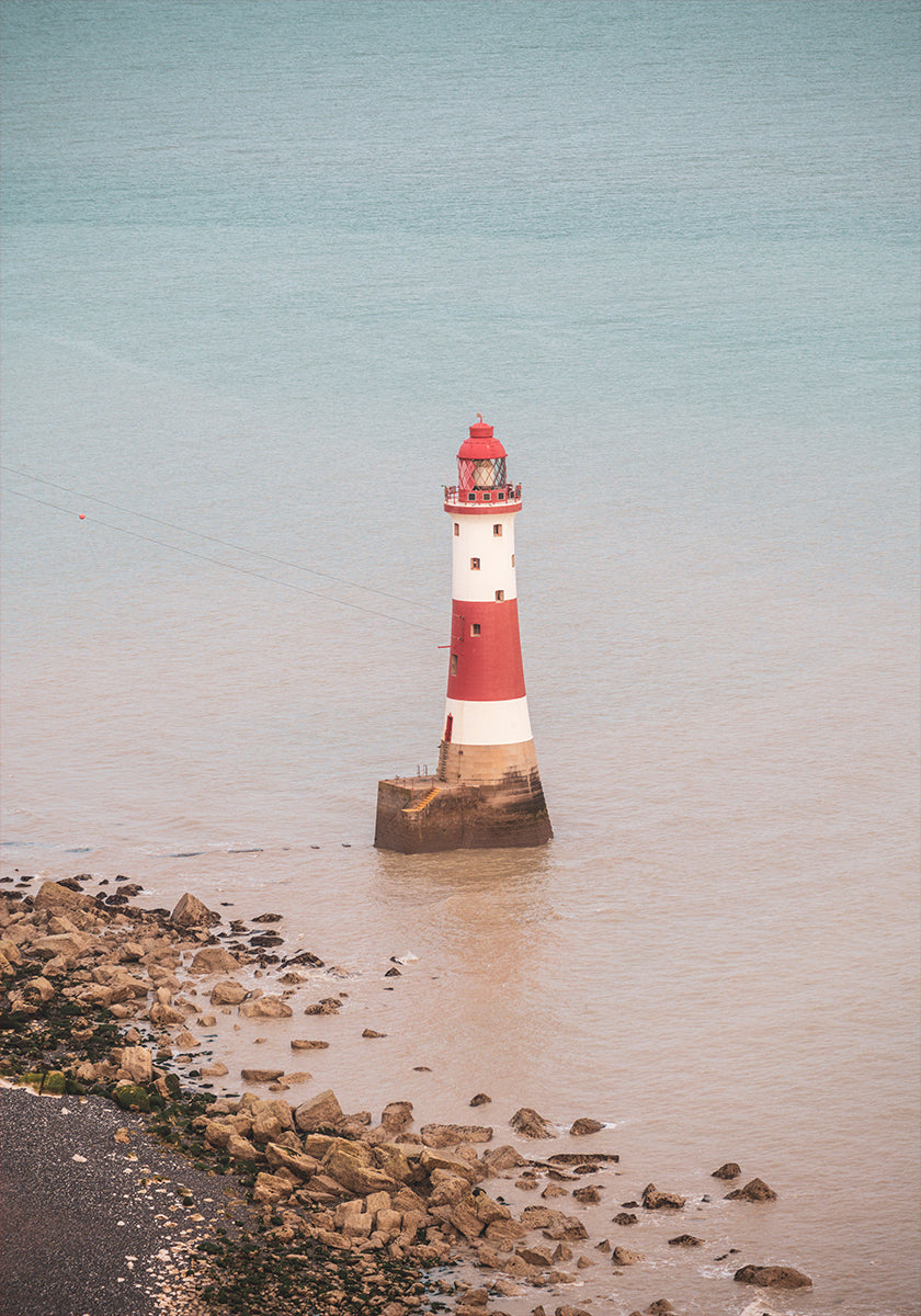 Beachy head lighthouse in England - summer nostalgic travel photography Plakat - Posterbox