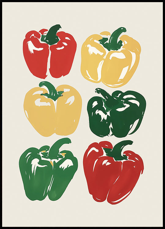 Colorful Bell Peppers Art Plakat - Posterbox