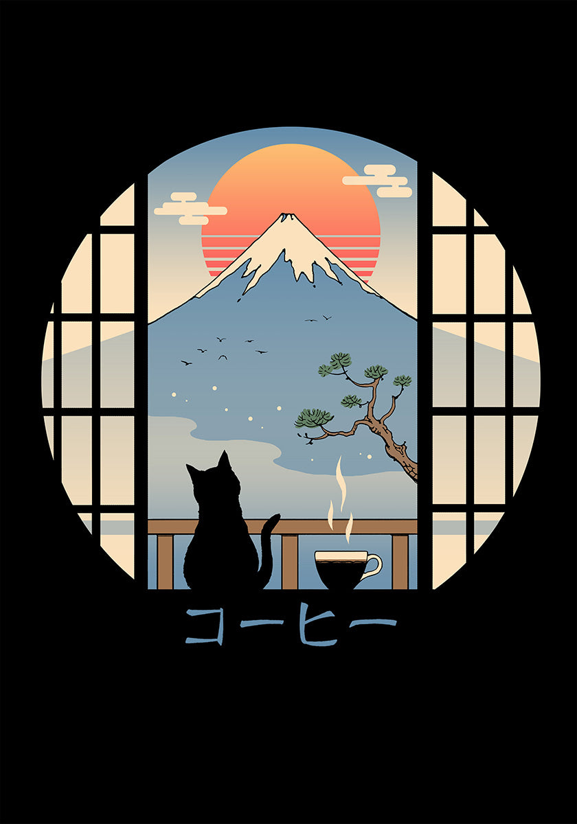 Coffee Cat In Mt. Fuji (NEW) - Posterbox