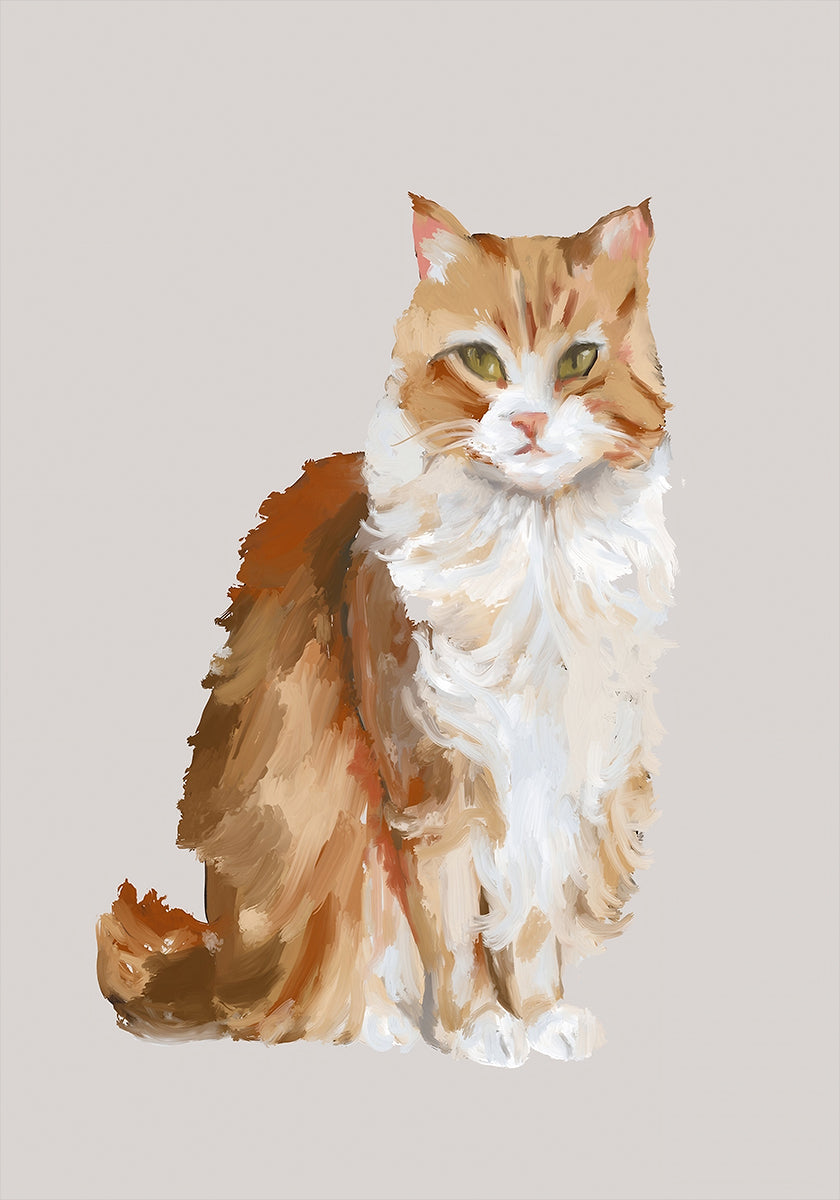 Professional Supervision fluffy cat oil painting (NEW) - Posterbox