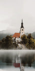 Misty Church on an Island Plakat - Posterbox.dk