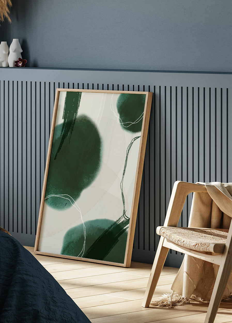 Abstract Green Shapes Art Plakat - Posterbox.dk