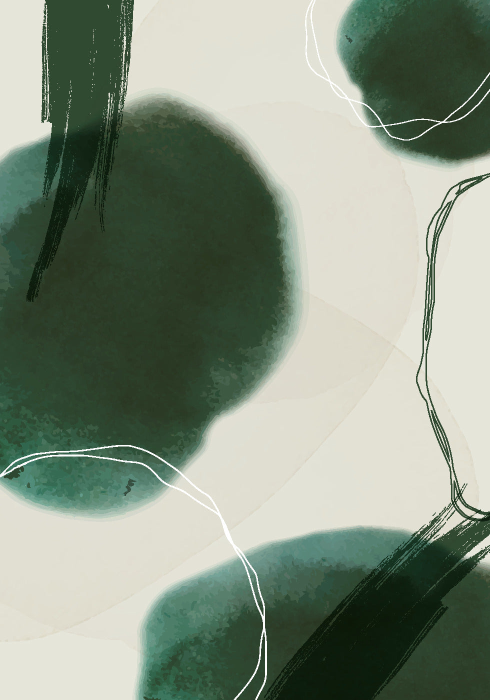 Abstract Green Shapes Art Plakat - Posterbox.dk