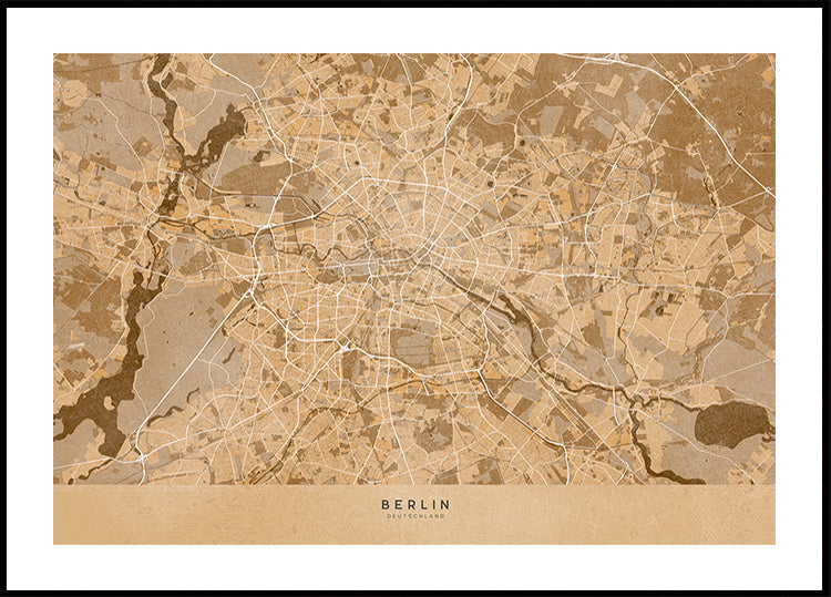 Sepia vintage mapa Berlína v Německu (NOVINKA)