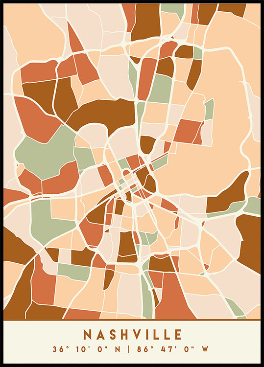 Plakát Black Maps Earth Tones 59