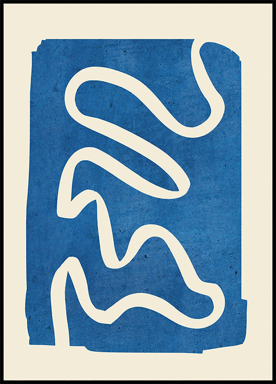 Geometrický abstraktní minimální modrý plakát