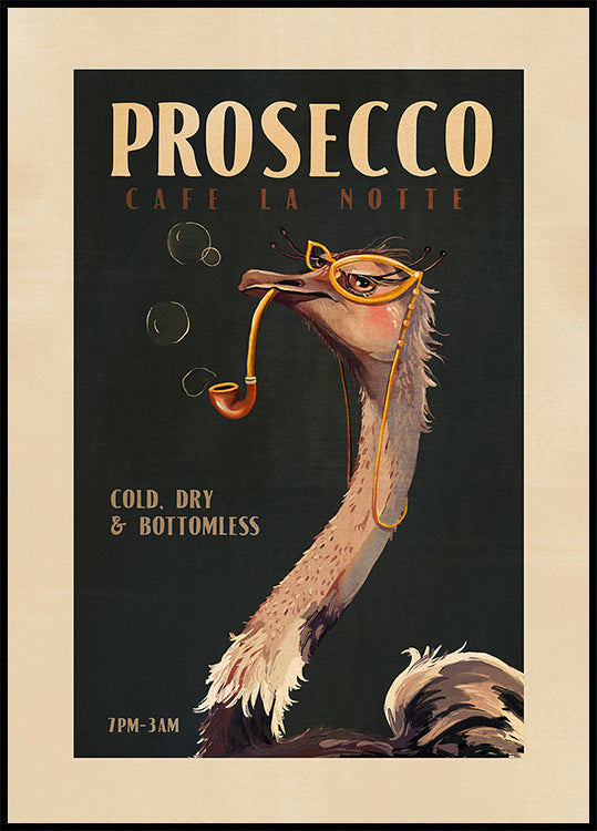 Art Deco Prosecco Nástěnné Umění Pštrosího Plakátu