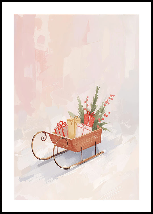 Plakát Schlitten mit Geschenken