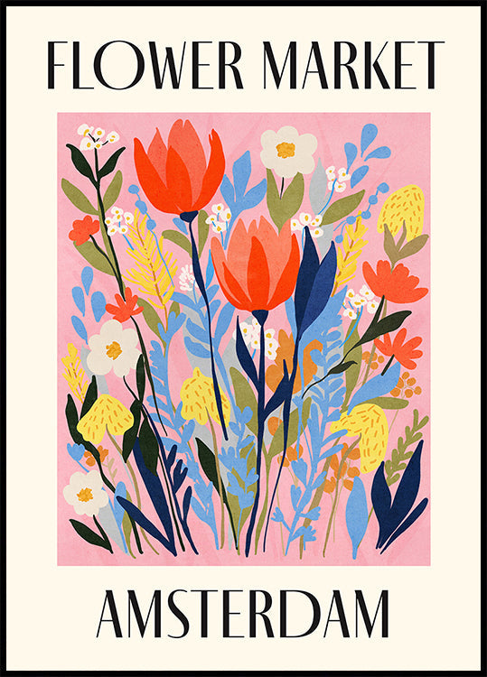 Květinový trh Amsterdam Nizozemsko plakát
