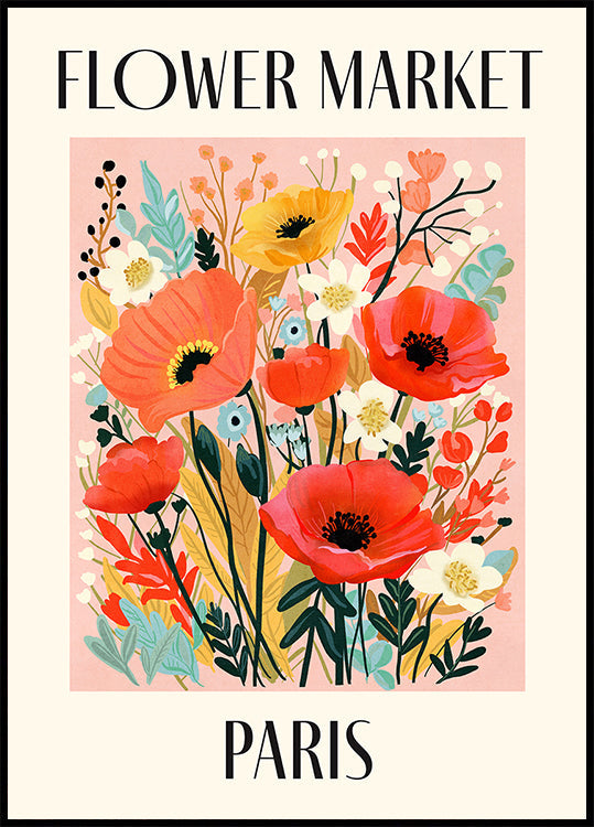 Květinový trh Paříž Francie plakát