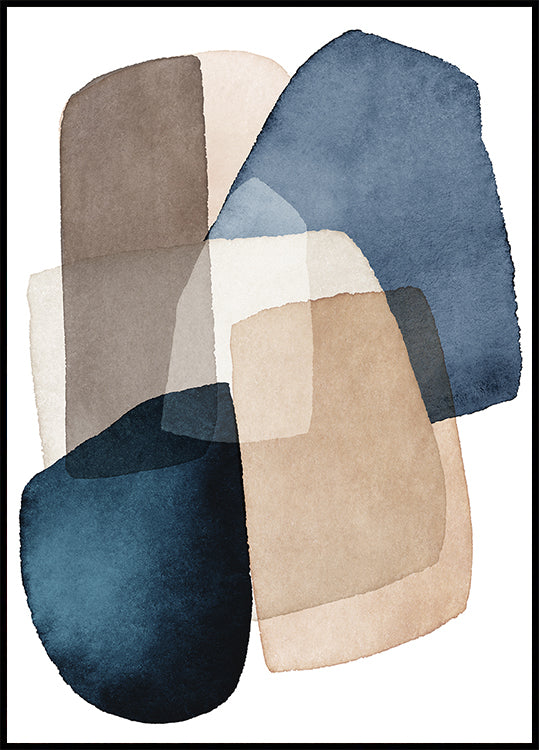 Modré Hnědé Bloky Plakát