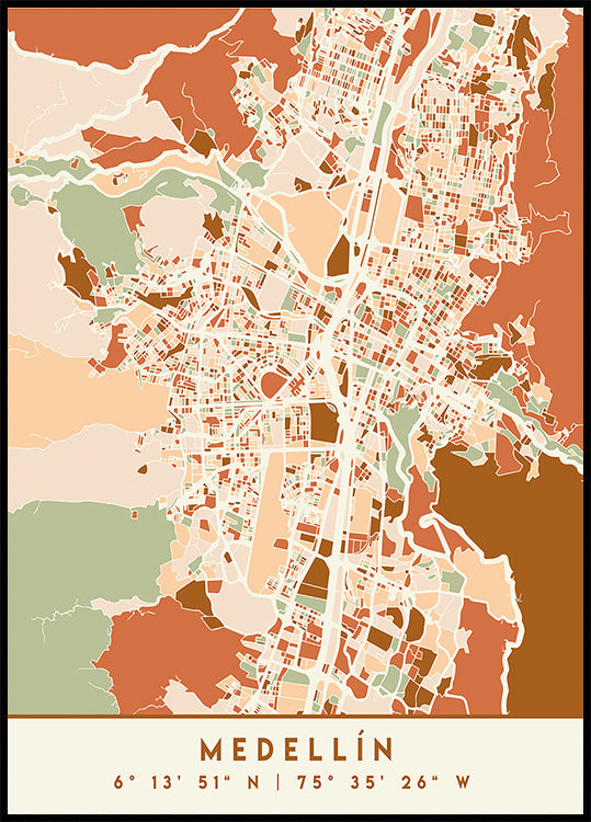 Black Maps Earth Tones 49 Plakát