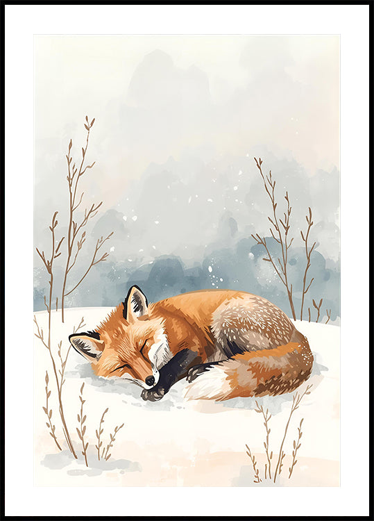 Plakát Schlafender Fuchs im Schnee