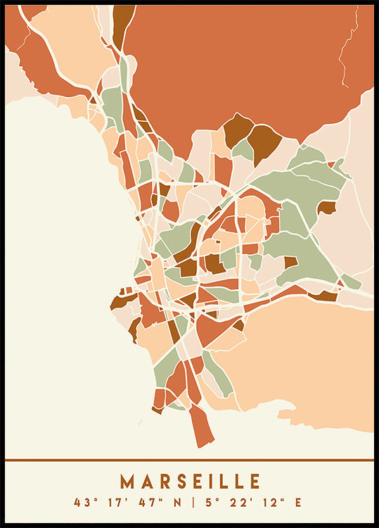 Plakát Black Maps Earth Tones 48