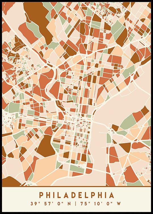 Plakát Black Maps Earth Tones 65