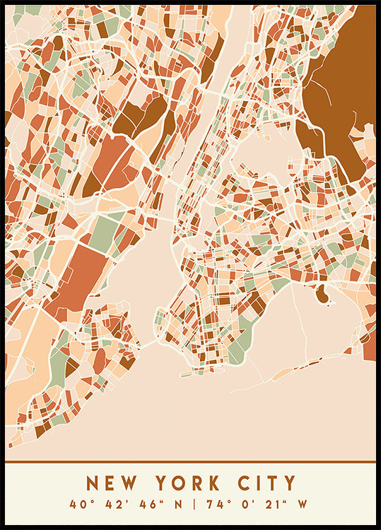 Plakát Black Maps Earth Tones 61