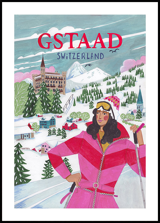 Cestování žena v Gstaad, Švýcarsko plakát