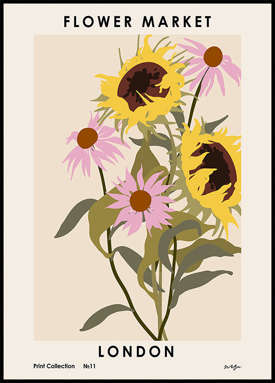 Květinový trh. Londýn plakát