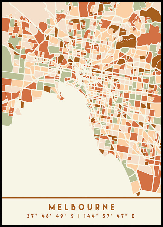 Plakát Black Maps Earth Tones 50