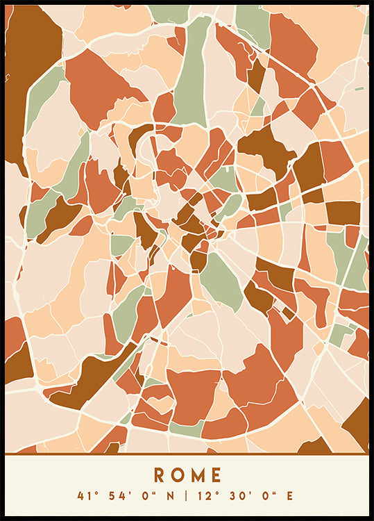 Plakát Black Maps Earth Tones 72