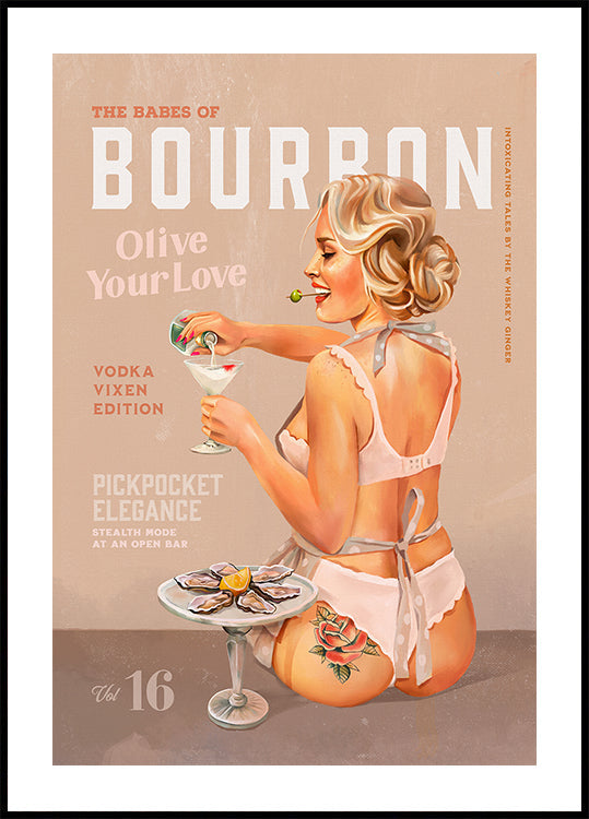 Bourbon Babe Vol 16 Vintage vodka Martini Pin Up Girl plakát