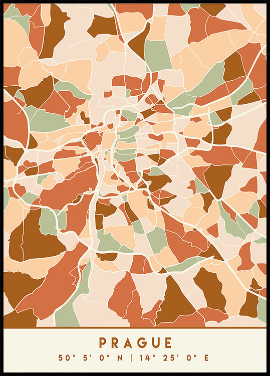 Plakát Black Maps Earth Tones 69