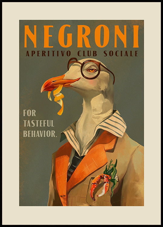 Vintage Art Deco Negroni Efektního Plakátu Racek