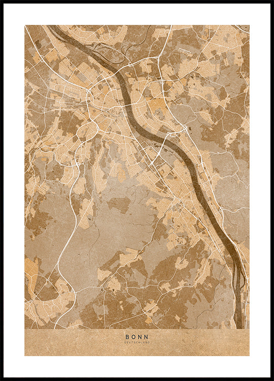 Sepia vintage mapa Bonnu Německo (NOVINKA)