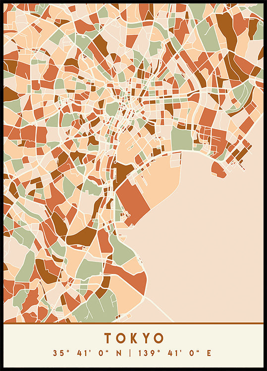 Plakát Black Maps Earth Tones 88