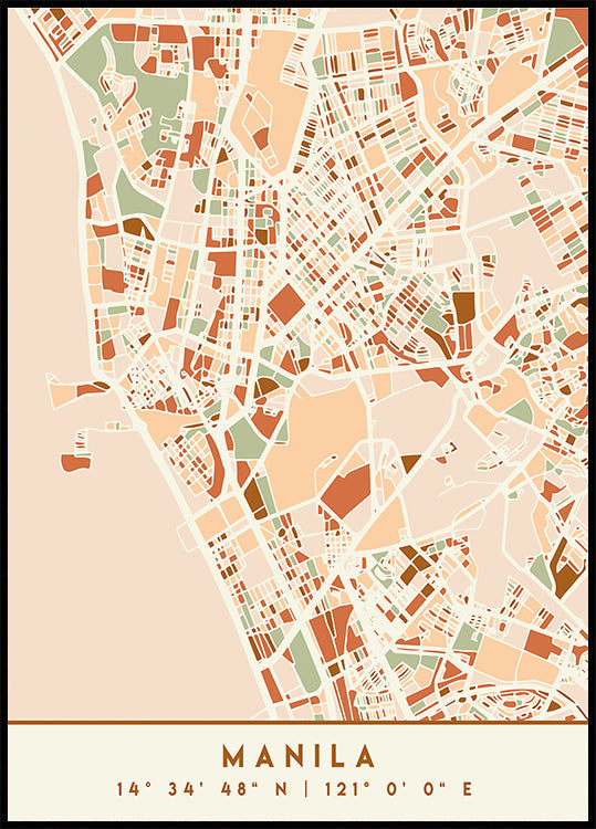 Plakát Black Maps Earth Tones 46