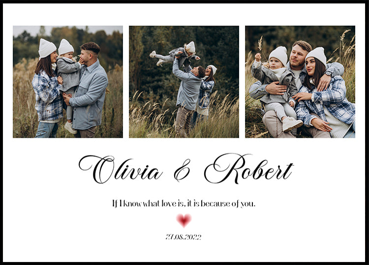 Naše láska rodinná fotografická koláž plakát