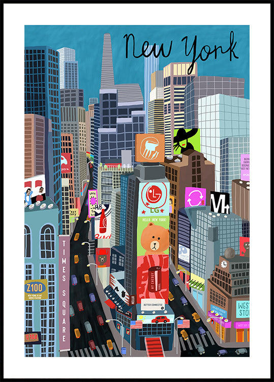 Times Square, New York Ilustrace umělkyně Carla Daly