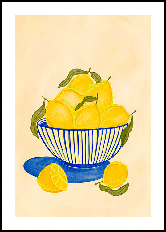 Bowl Of Vibrant Yellow Lemons Plakat