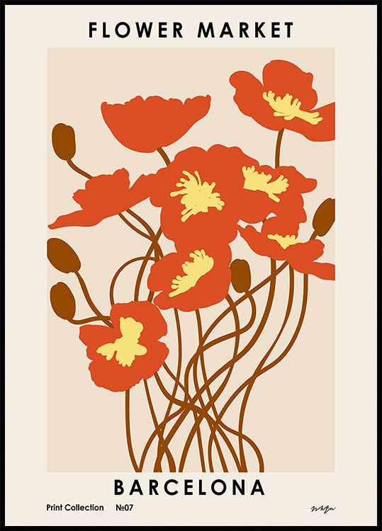 Květinový trh. Plakát Barcelona