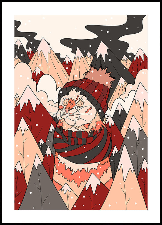 Plakát útulné zimní kočky