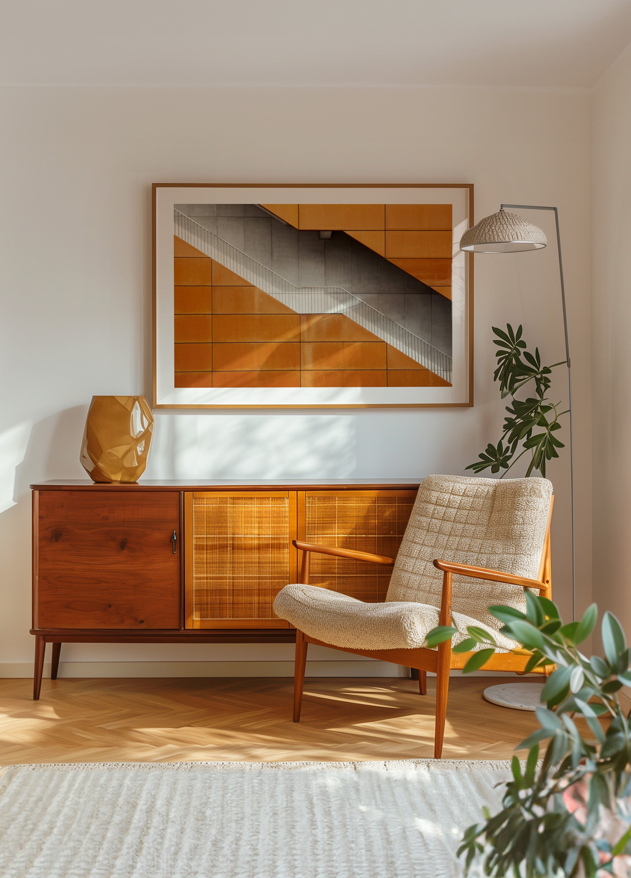 Oranžové diagonální schodiště