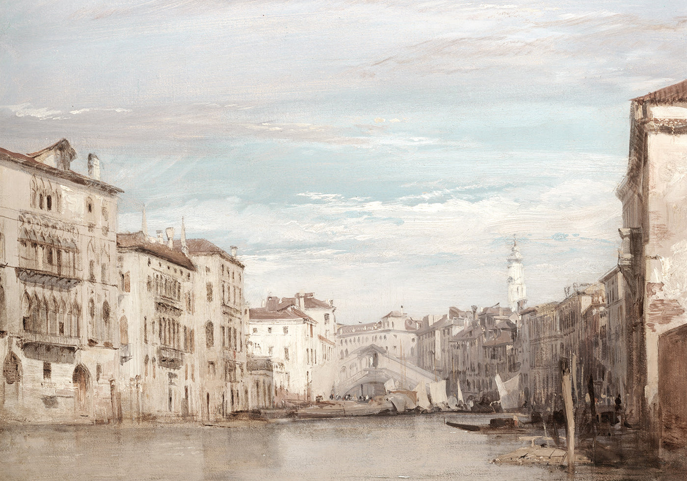 Pohled na Canal Grande v Benátkách směrem k Rialtu Autor Richard Parkes Bonington Plakát - Posterbox.dk