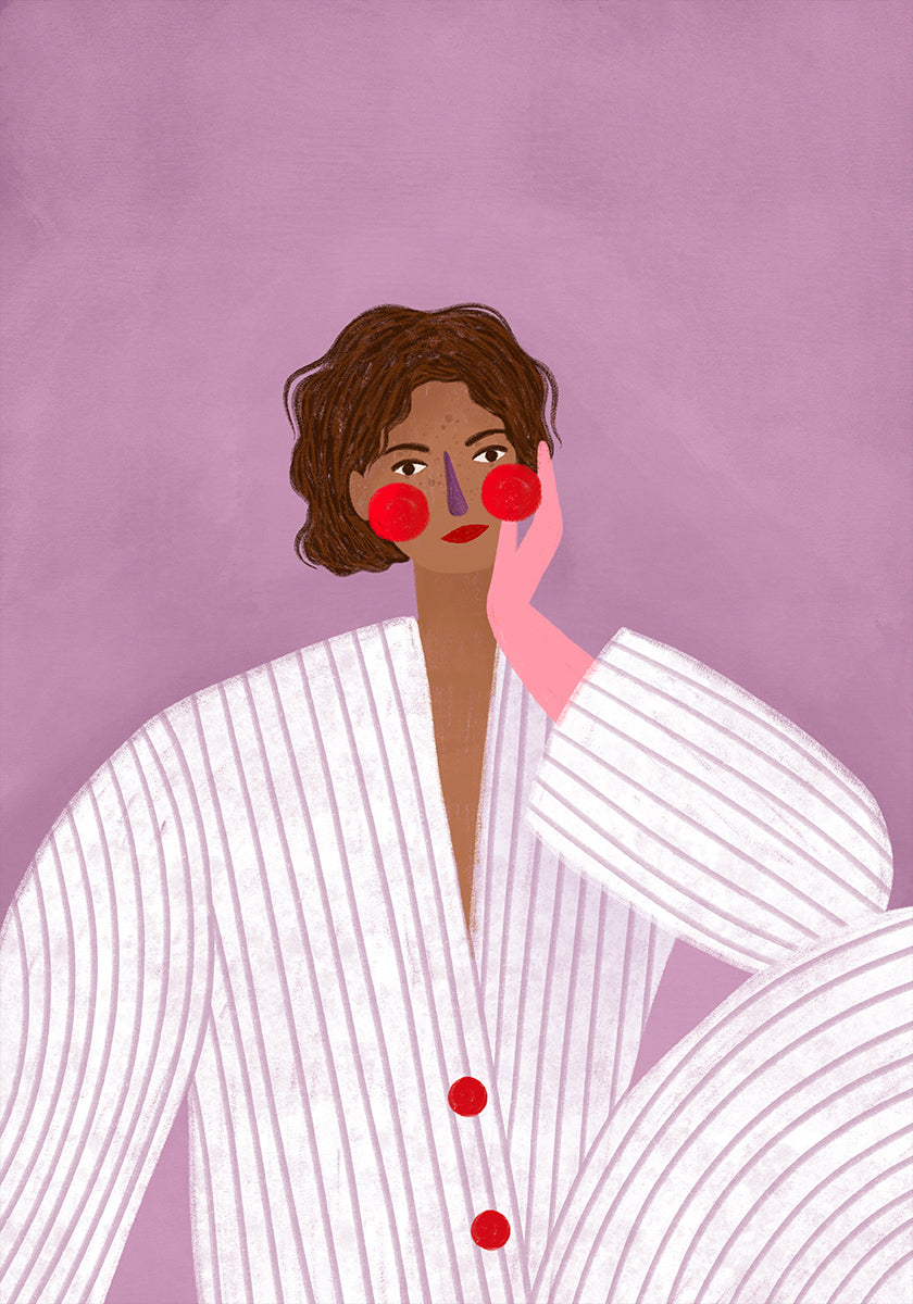 Plakát žena s růžovou rukavicí