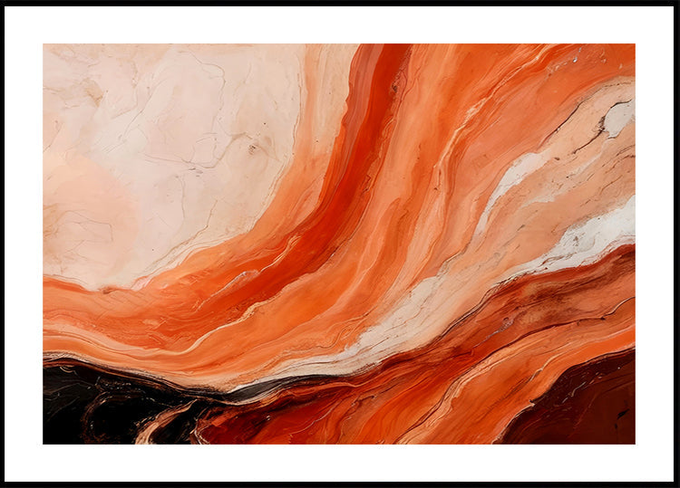 Orange And Beige Marbled Effect Plakat - Posterbox