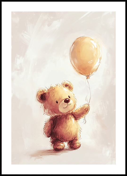 Teddy Bear and Balloon Plakat - Posterbox