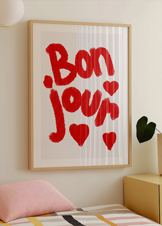 Bonjour Hearts Plakat - Posterbox