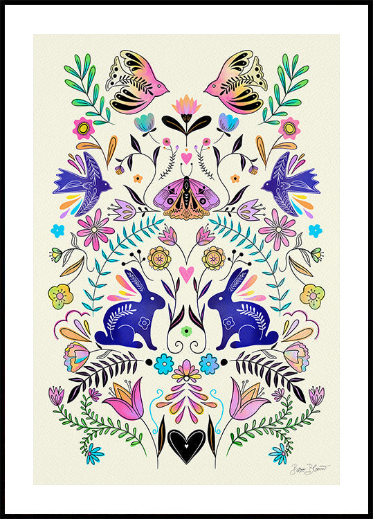 Colorful Folk Art Illustration Plakat - Posterbox