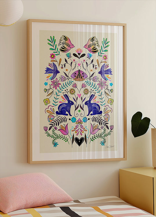 Colorful Folk Art Illustration Plakat - Posterbox