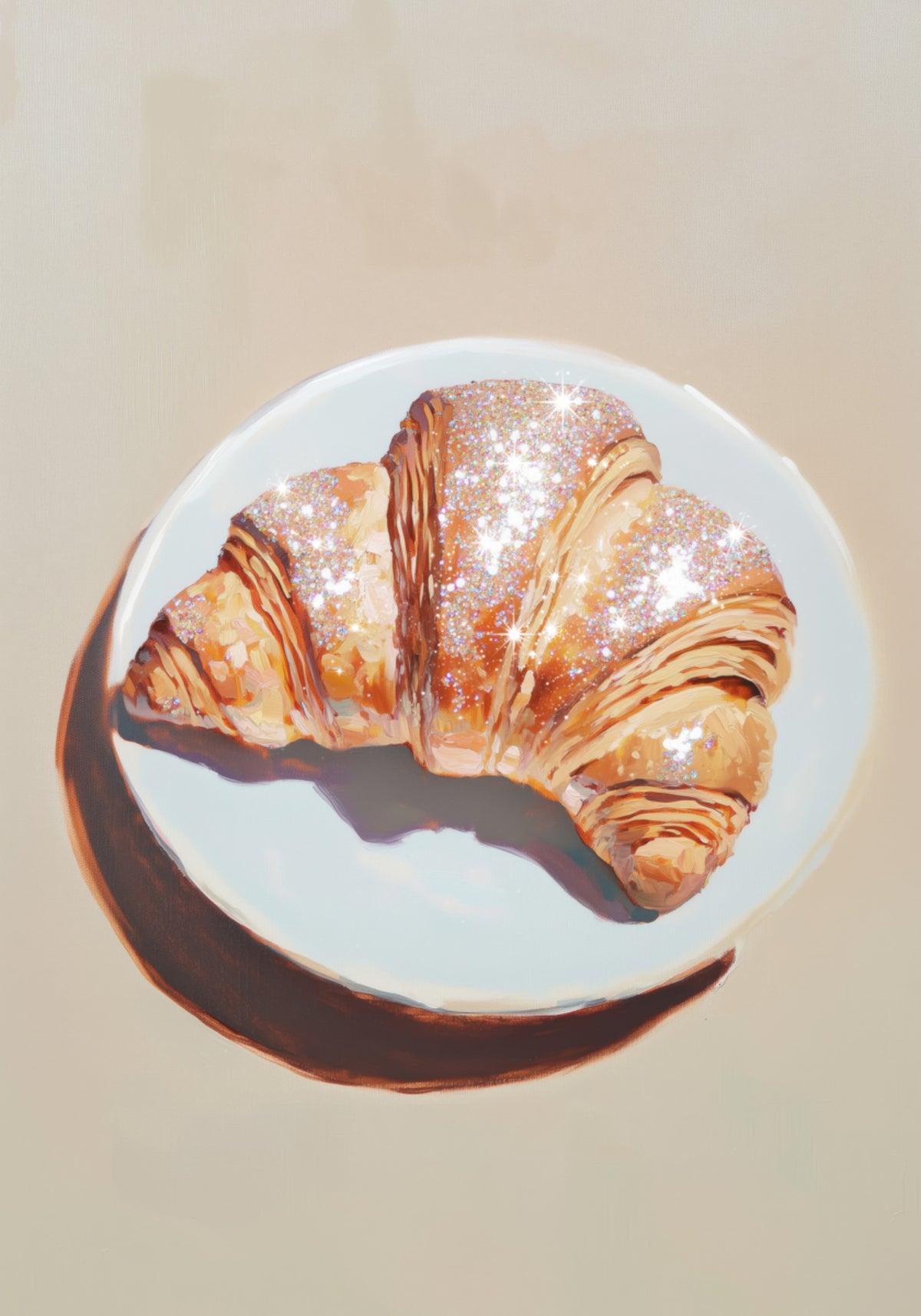 Šumivý croissant na talíři