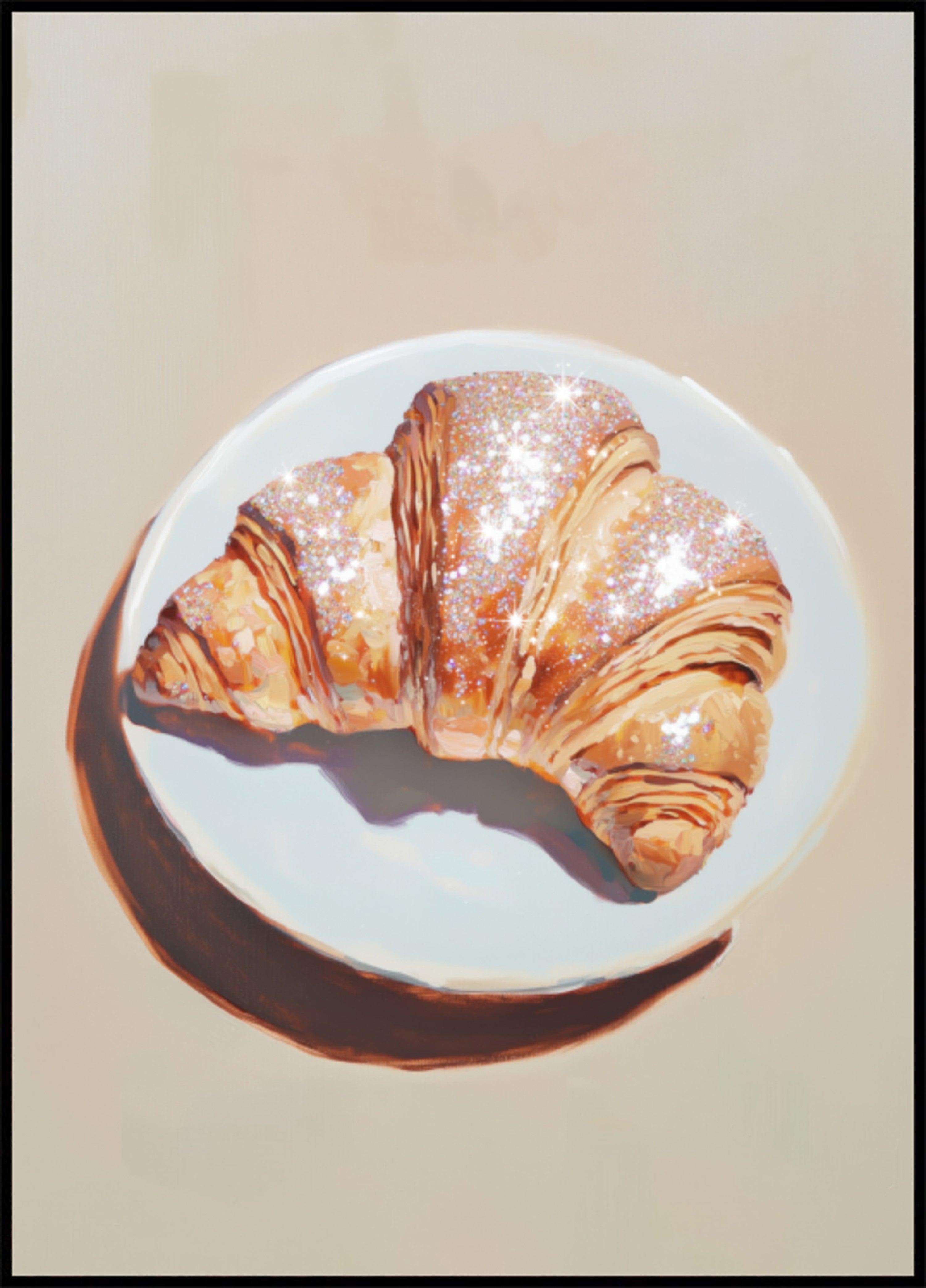 Šumivý croissant na talíři