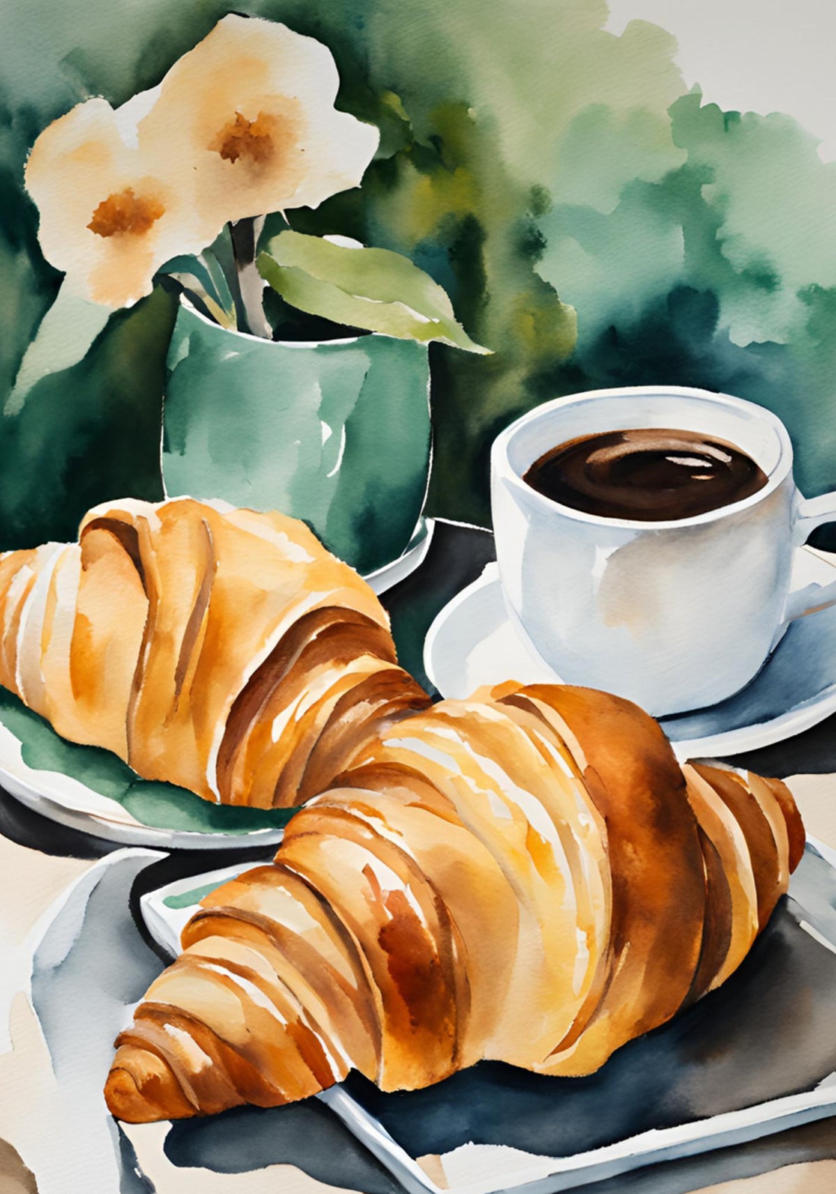 Čerstvé croissanty a káva